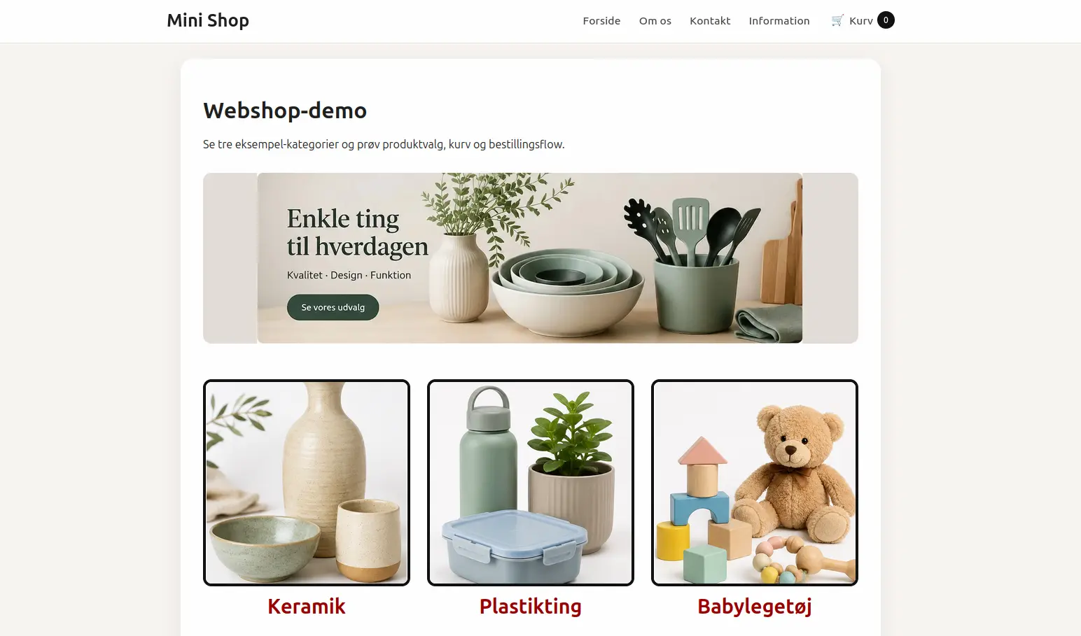 Screenshot af OKI Shop webshop